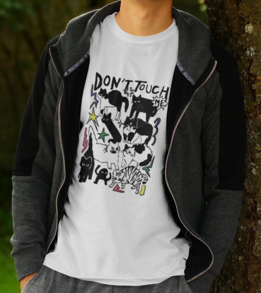DON'T TOUCH ME Multiple Cats Stars Lightning T-Shirt