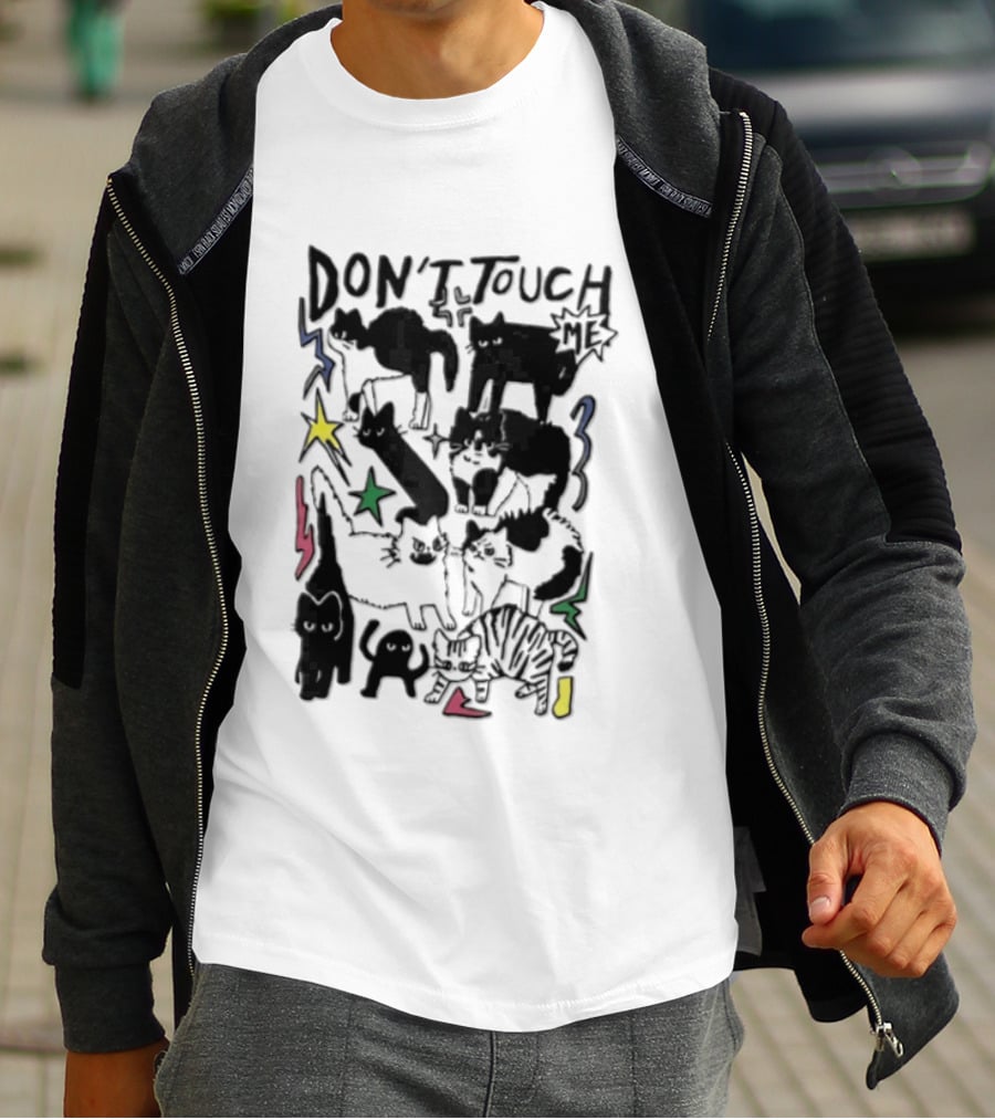 DON'T TOUCH ME Multiple Cats Stars Lightning T-Shirt