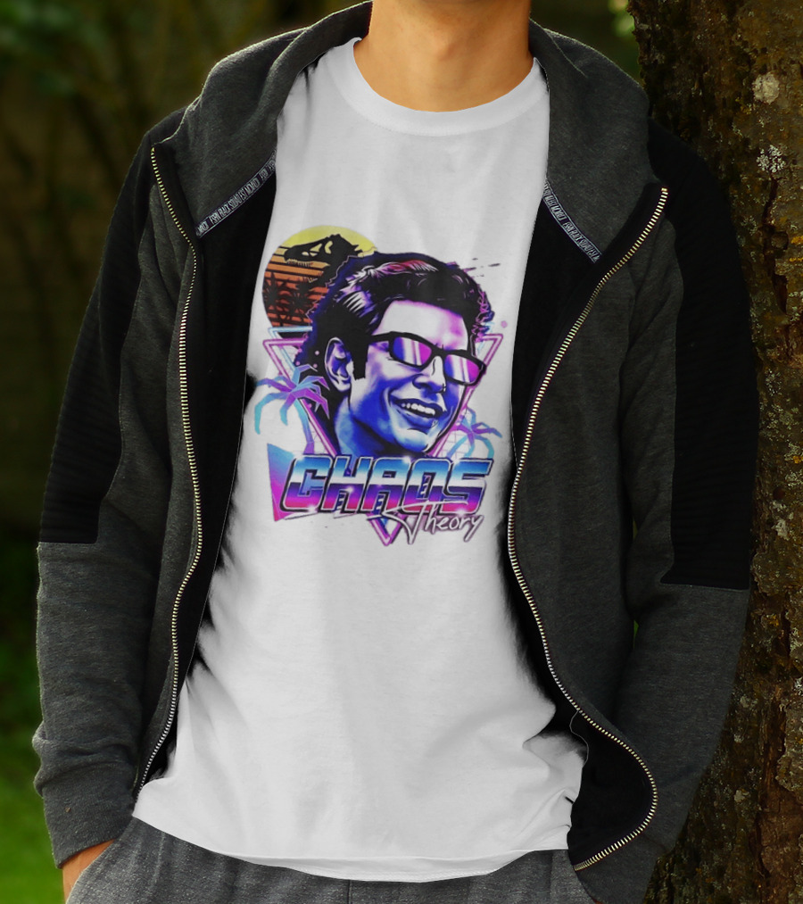 Jurassic Park Jeff Goldblum Chaos Theory Retro Neon T-Shirt