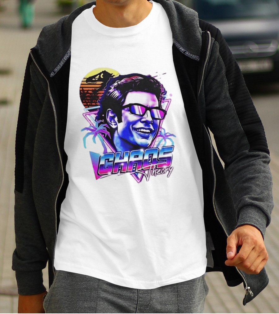 Jurassic Park Jeff Goldblum Chaos Theory Retro Neon T-Shirt