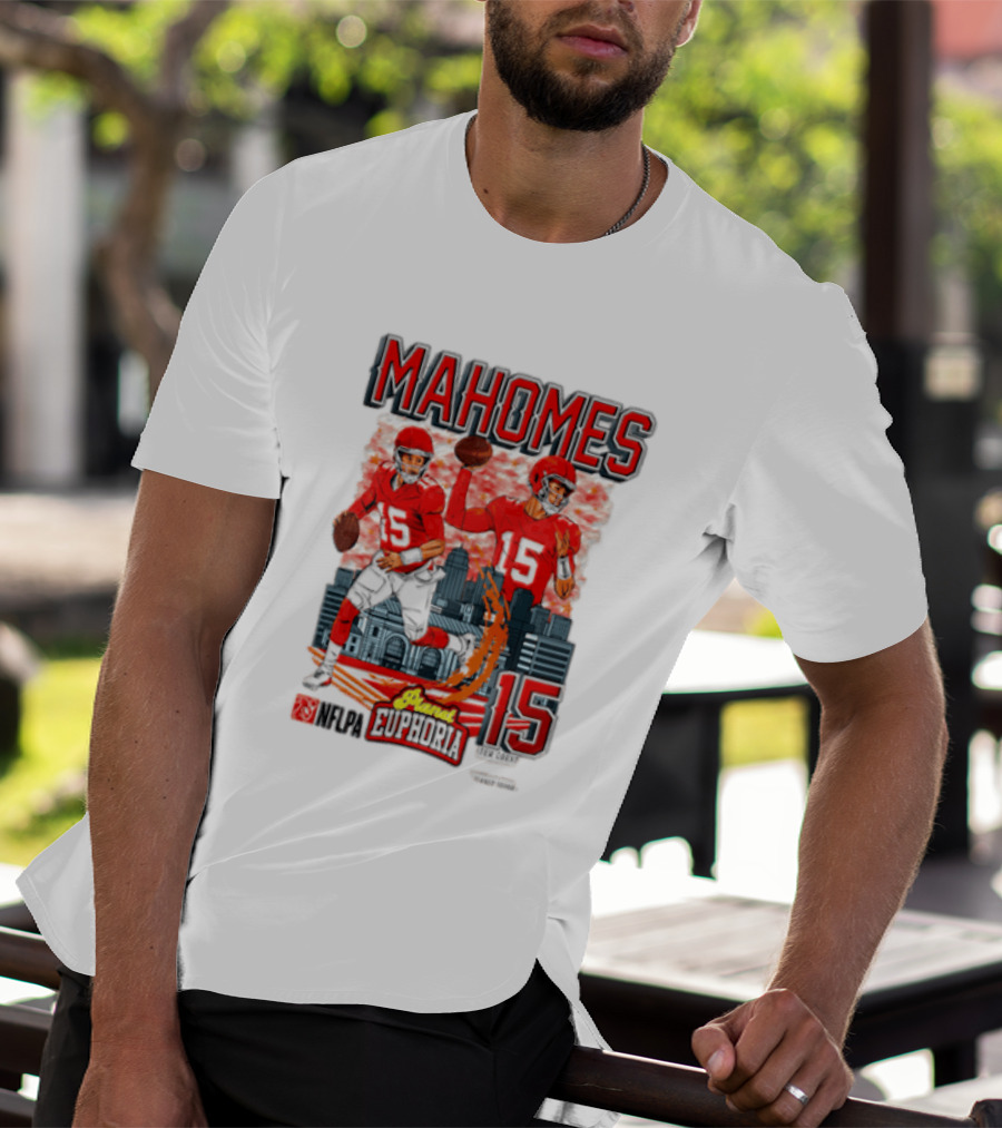 Mahomes Kansas City Chiefs Quarterback Euphoria 15 Skyline NFL Players T-Shirt