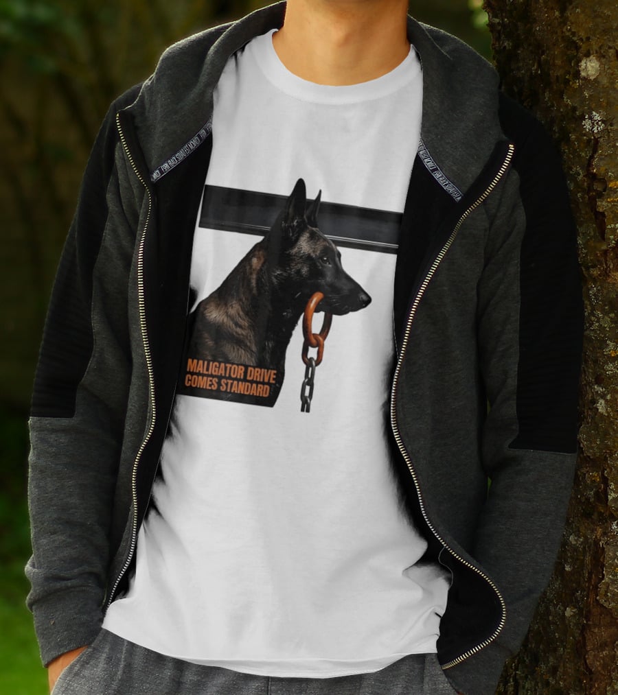 Maligator Drive Comes Standard Belgian Malinois Iron Bar Handler T-Shirt
