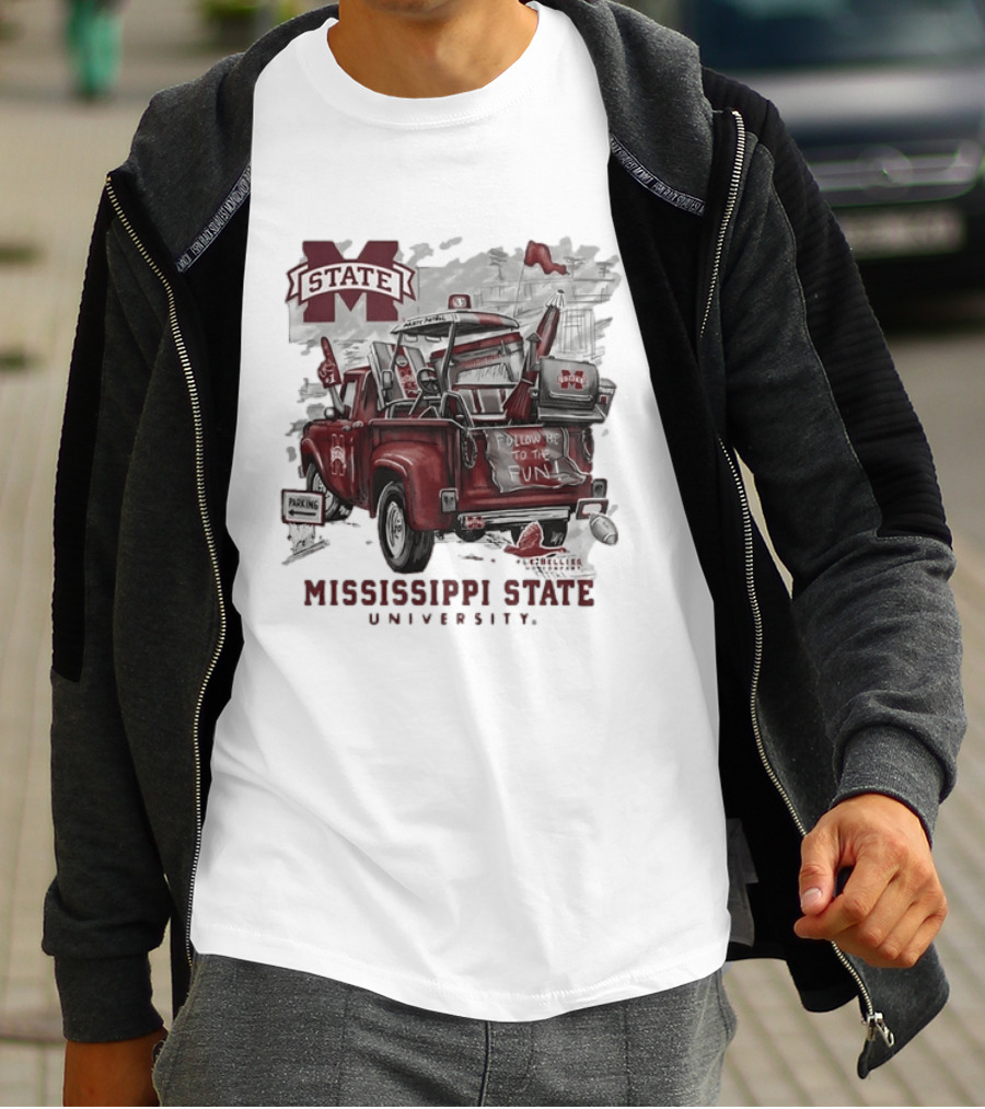 Mississippi State University Bulldogs Vintage Truck Follow Me To The Fun T-Shirt