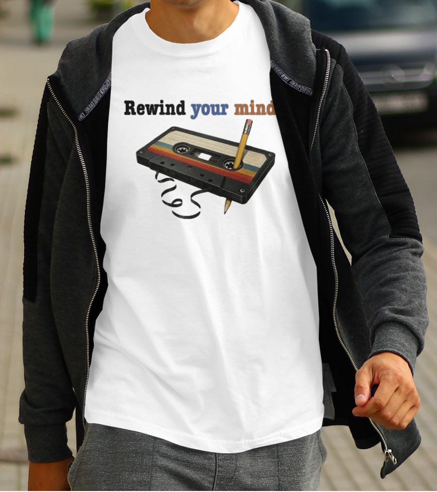 Rewind Your Mind Cassette Pencil Day By Day Co T-Shirt
