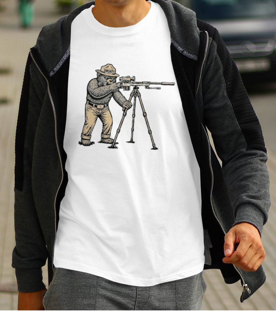Smokey Bear Sniper Forest Ranger With Rifle T-Shirt