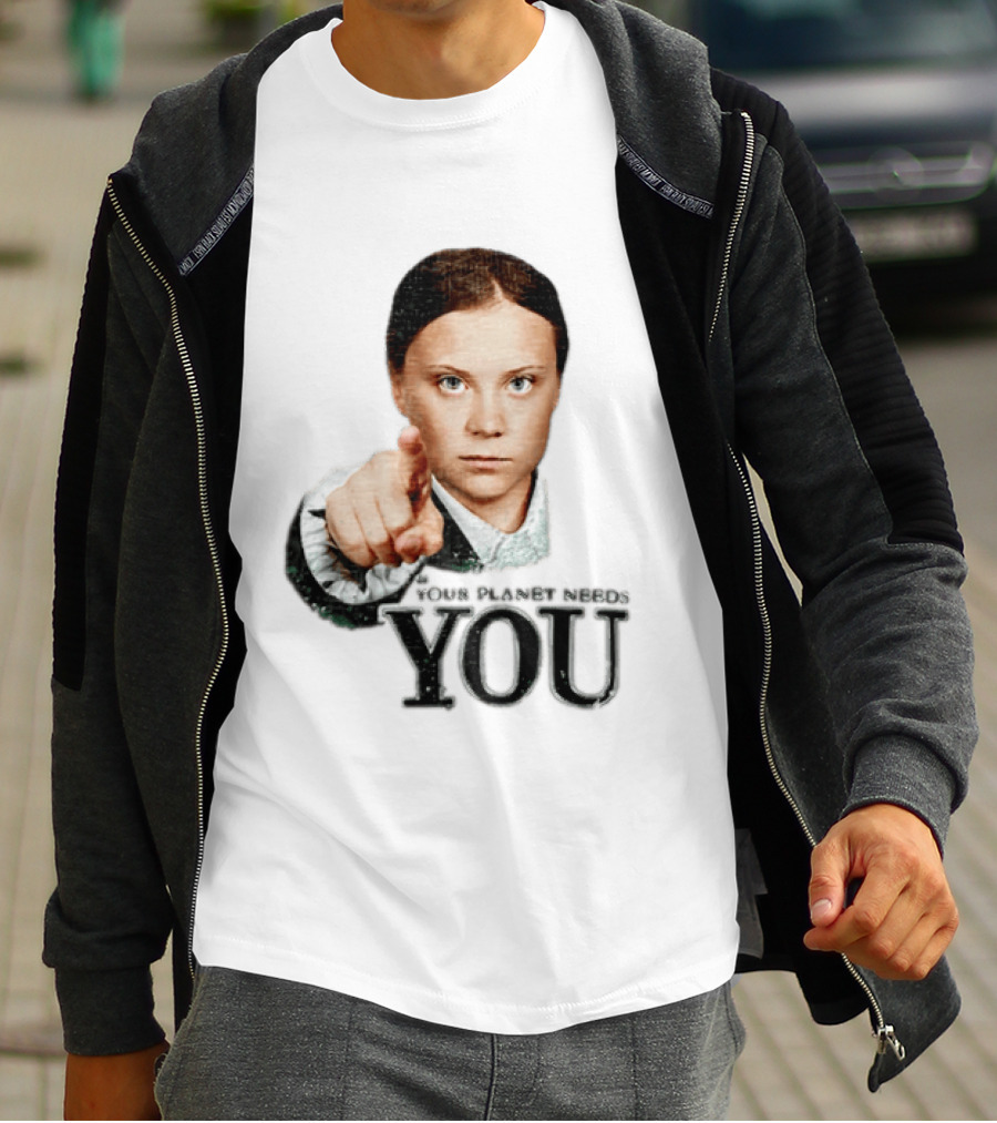 Your Planet Needs You Girl Pointing Iconic Call To Action T-Shirt