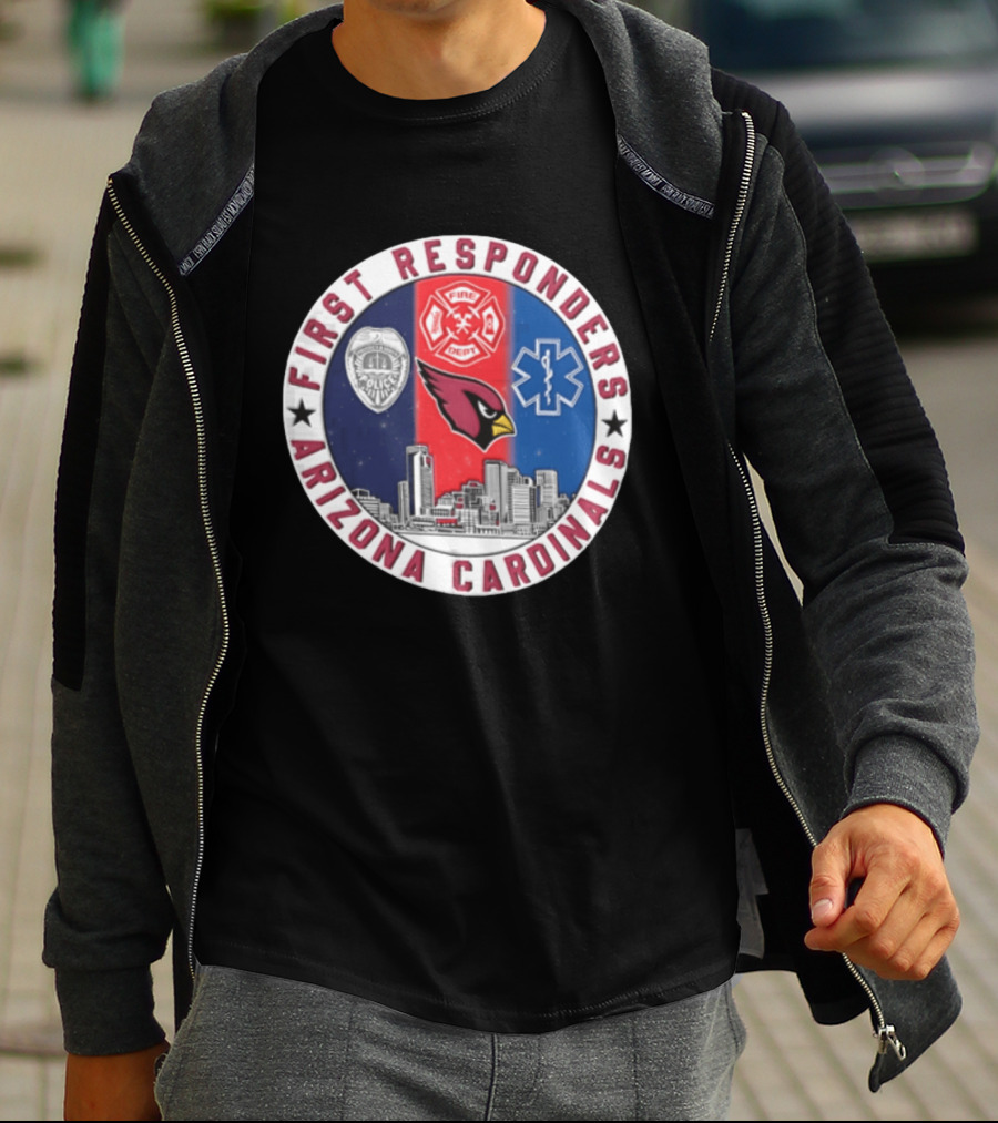 Arizona Cardinals First Responders Police Fire Medical Emblems Skyline T-Shirt