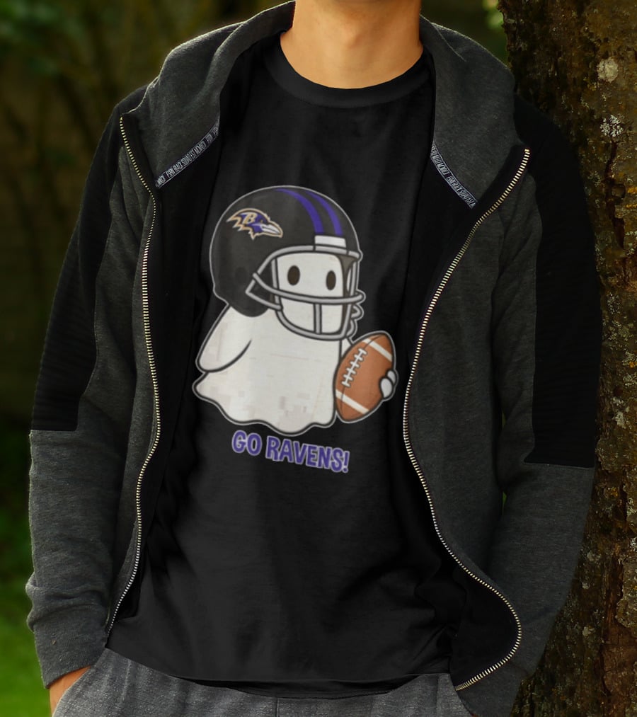 Baltimore Ravens Ghost In Football Helmet Go Ravens Football T-Shirt