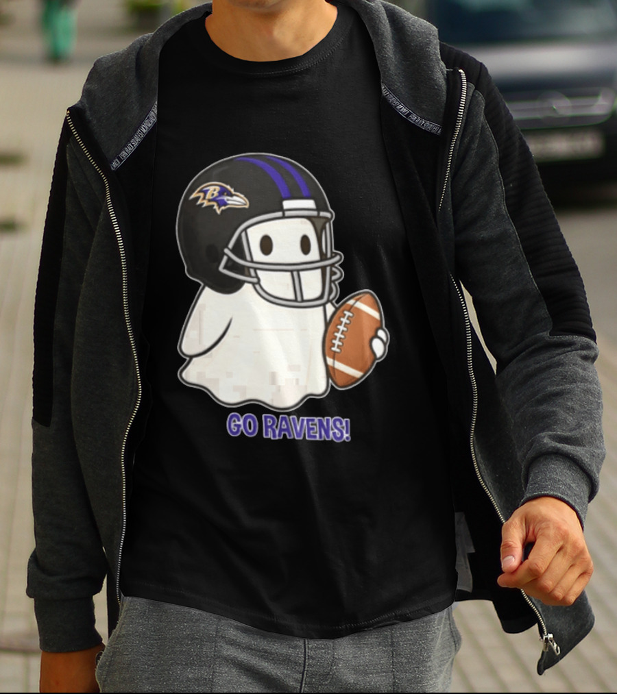 Baltimore Ravens Ghost In Football Helmet Go Ravens Football T-Shirt