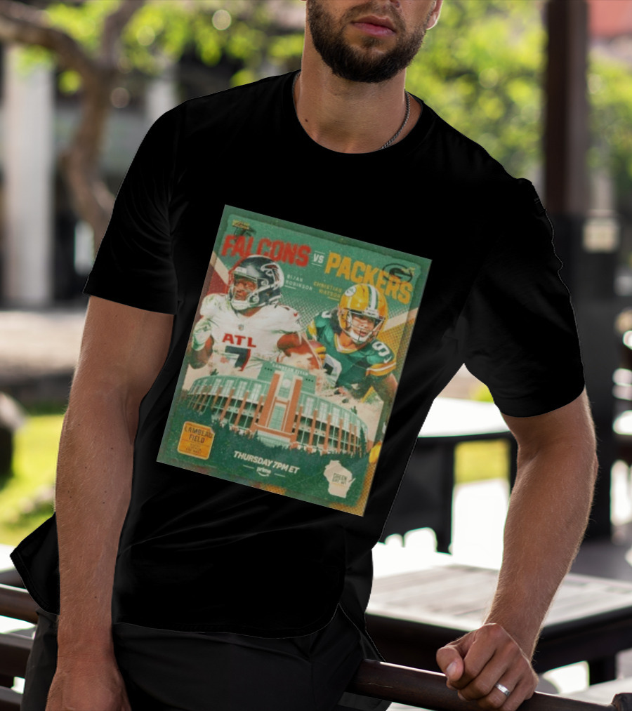 Bijan Robinson Christian Watson Falcons Vs Packers Lambeau Field Thursday 7PM ET Prime 2026 T-Shirt