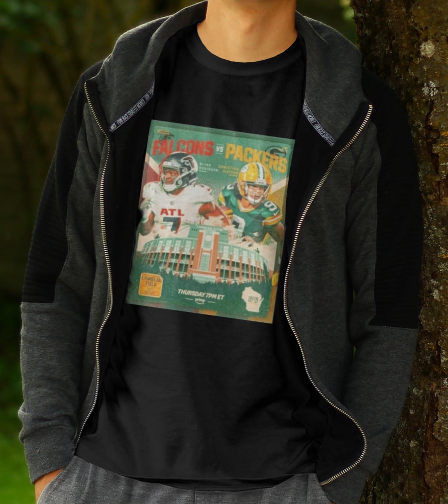Bijan Robinson Christian Watson Falcons Vs Packers Lambeau Field Thursday 7PM ET Prime 2026 T-Shirt