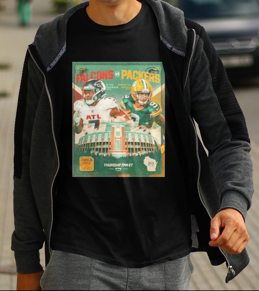 Bijan Robinson Christian Watson Falcons Vs Packers Lambeau Field Thursday 7PM ET Prime 2026 T-Shirt