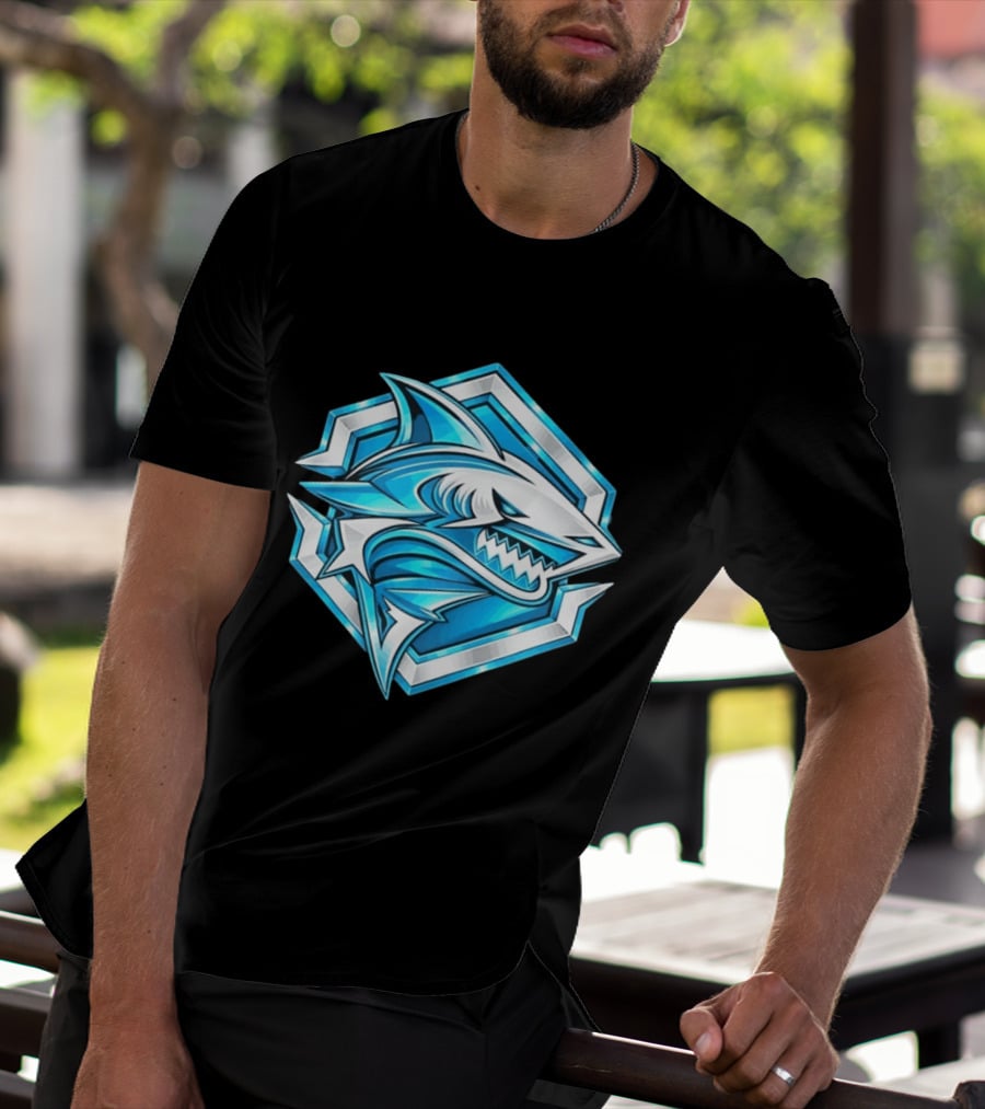 Blue Shark Hexagon Esports Gaming Shark T-Shirt