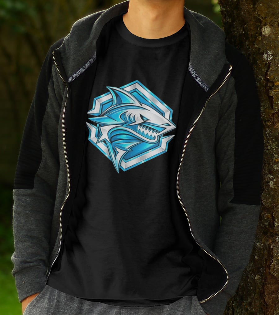 Blue Shark Hexagon Esports Gaming Shark T-Shirt
