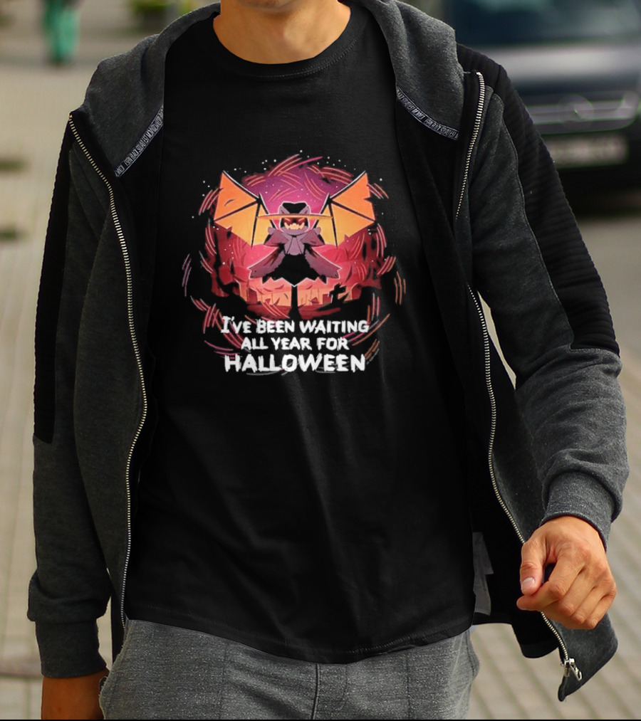 I've Been Waiting All Year For Halloween Pumpkin Bat T-Shirt