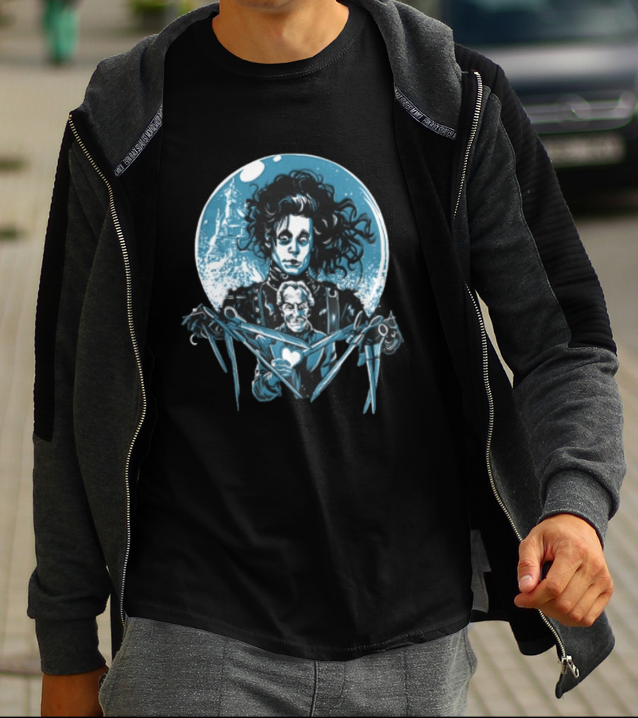 Edward Scissorhands Iconic Johnny Depp Vincent Price Heart Scissors Image T-Shirt