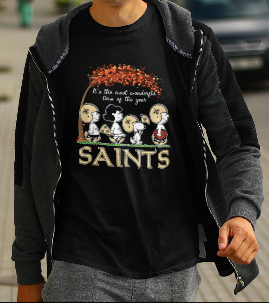 New Orleans Saints Charlie Brown Snoopy It's The Most Wonderful Time Of The Year T-Shirt