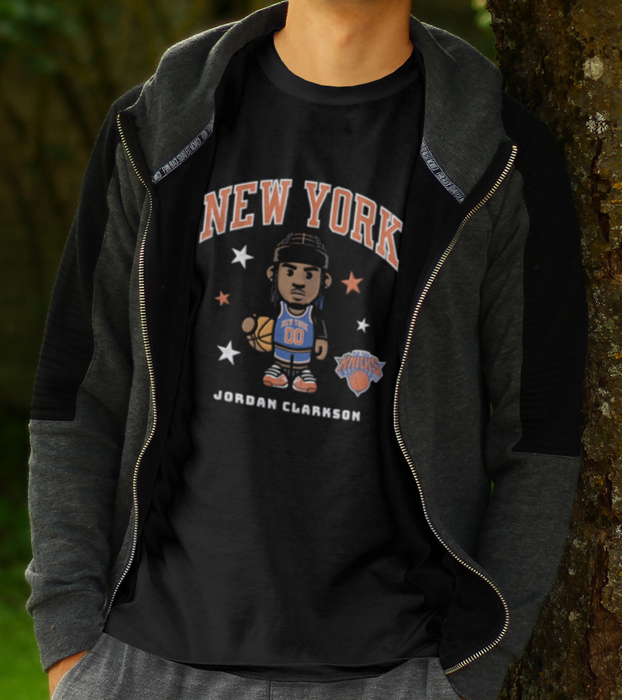 New York Knicks NBA 00 Jordan Clarkson Cartoon Basketball Player Braids Stars T-Shirt