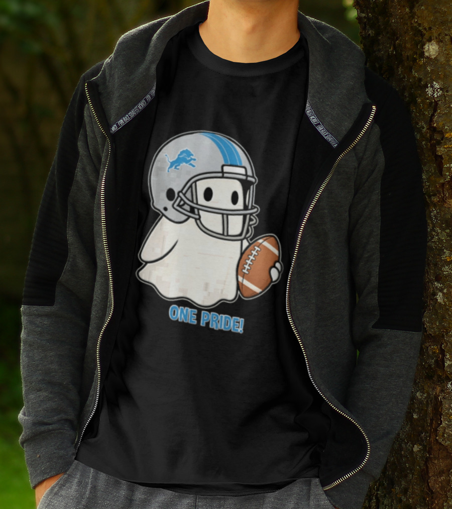 Detroit Lions Ghost One Pride Football Helmet And Ball T-Shirt