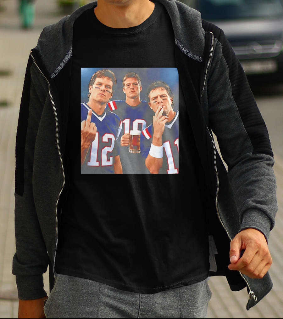 Tom Brady Drake Maye Drew Bledsoe New England Patriots Beer Middle Finger T-Shirt