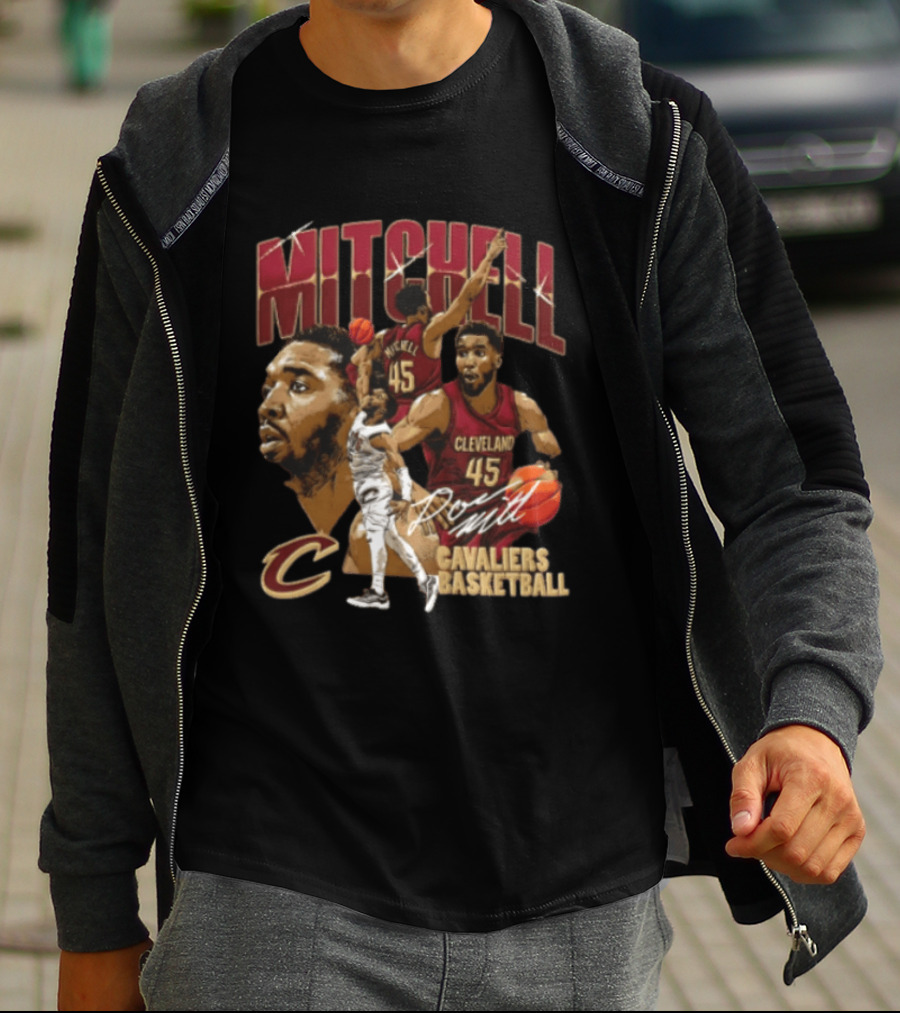 Donovan Mitchell Cleveland Cavaliers Basketball 45 Player Action Poses T-Shirt