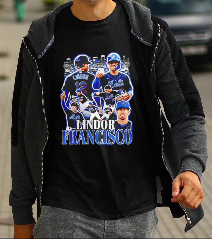 Francisco Lindor Mets 12 MLB Baseball Player Collage T-Shirt