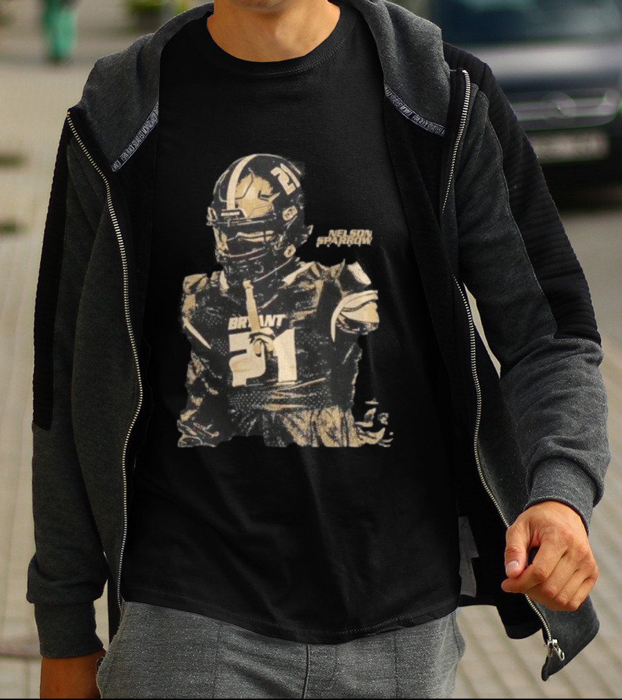 Bryant Bulldogs Nelson Sparrow No 21 Safety Distressed Football T-Shirt