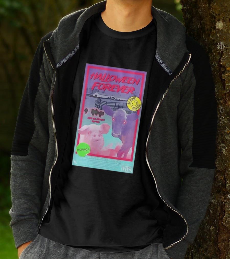 Halloween Forever Be Kind Rewind Forverland Farm Animal Sanctuary Horror VHS T-Shirt