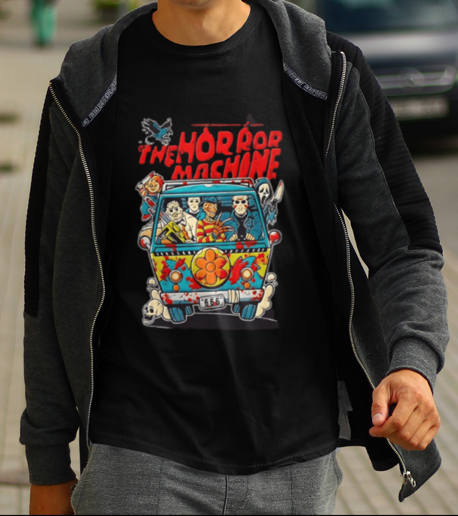 The Horror Machine Halloween Movie Icons Spooky Van Adventure T-Shirt