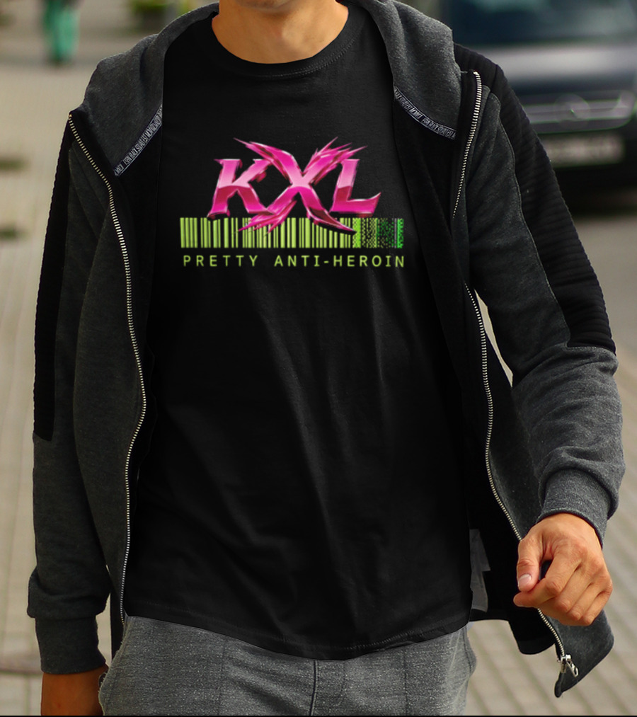 KXL Pretty Anti Heroin Pink Metallic Barcode T-Shirt