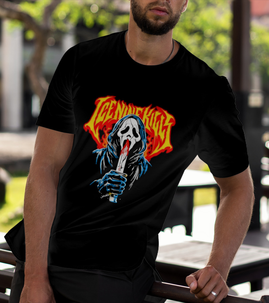Ice Nine Kills Ghostface Horror Metal Band Red Text Knife T-Shirt