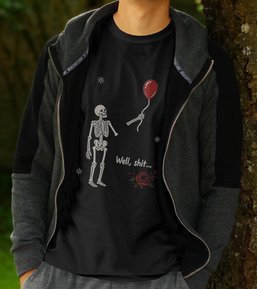Skeleton Lost Balloon Well Shit Rose T-Shirt