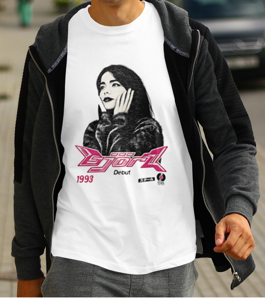 Bjork Debut 1993 Woman Hands On Face Pink T-Shirt