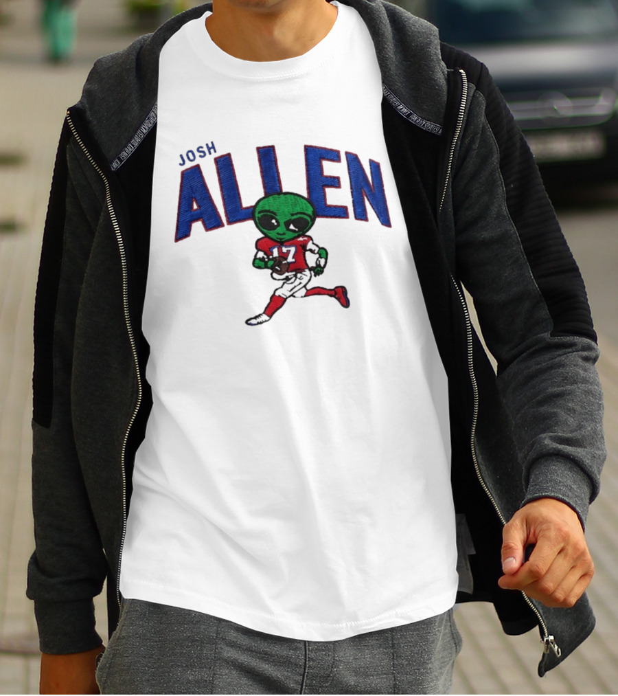 Josh Allen Buffalo Bills Alien 17 Football Player Running T-Shirt