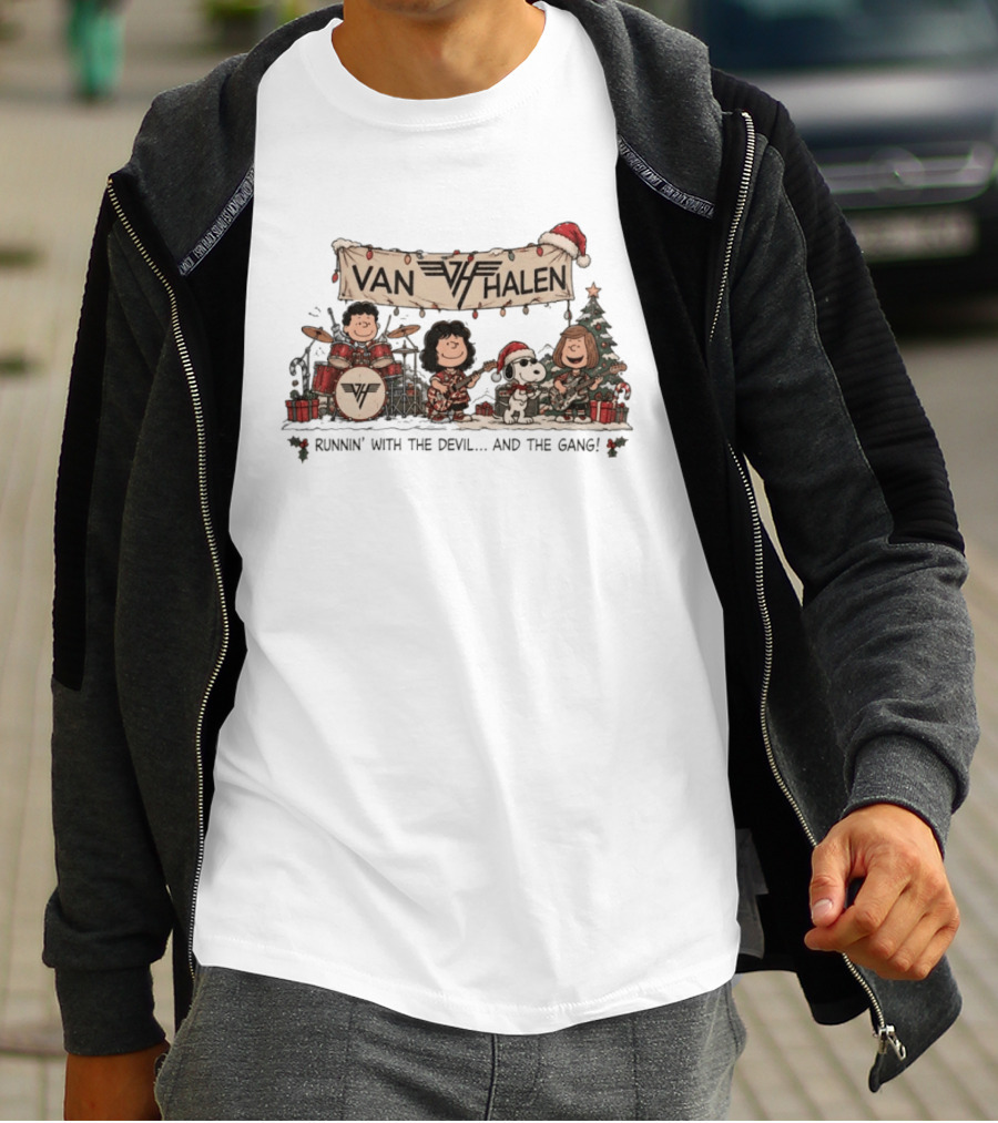 Van Halen Snoopy Peanuts Gang Runnin' With The Devil Christmas T-Shirt