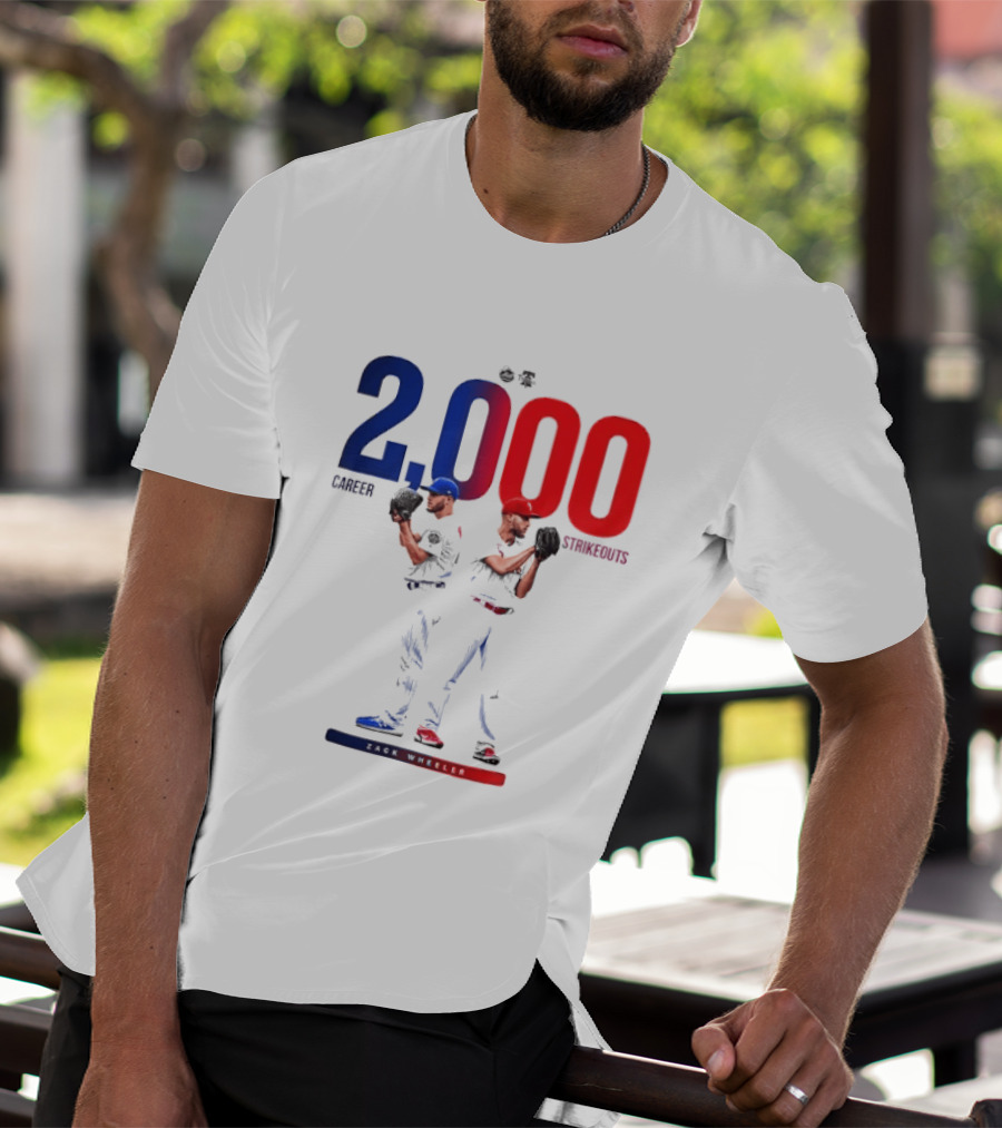 Zack Wheeler 2000 Career Strikeouts NY Mets Philadelphia Phillies T-Shirt