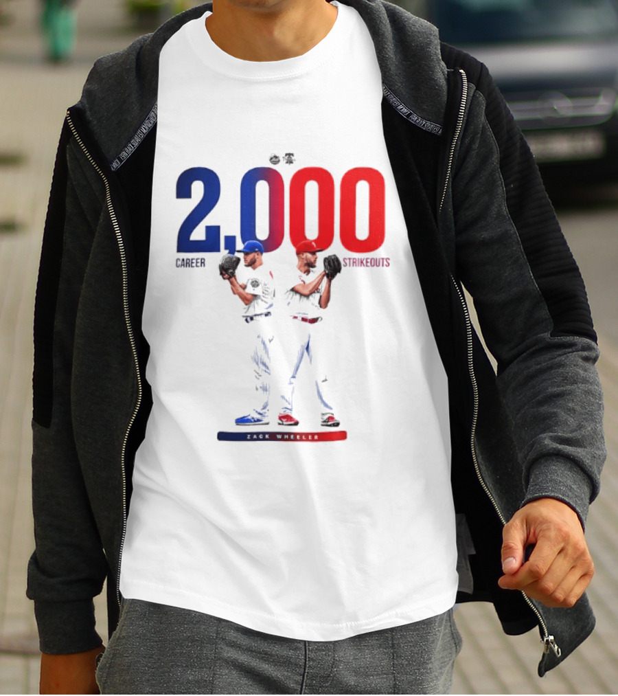 Zack Wheeler 2000 Career Strikeouts NY Mets Philadelphia Phillies T-Shirt