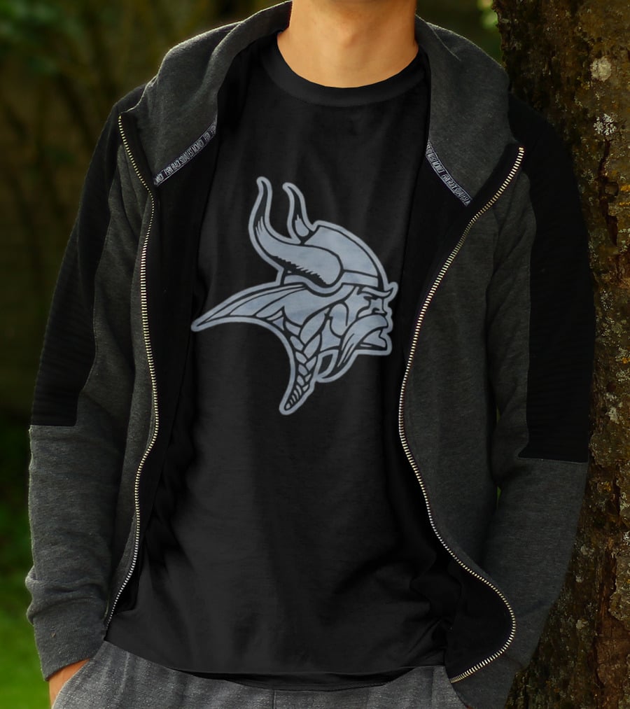 Minnesota Vikings Black Football Viking Helmet T-Shirt