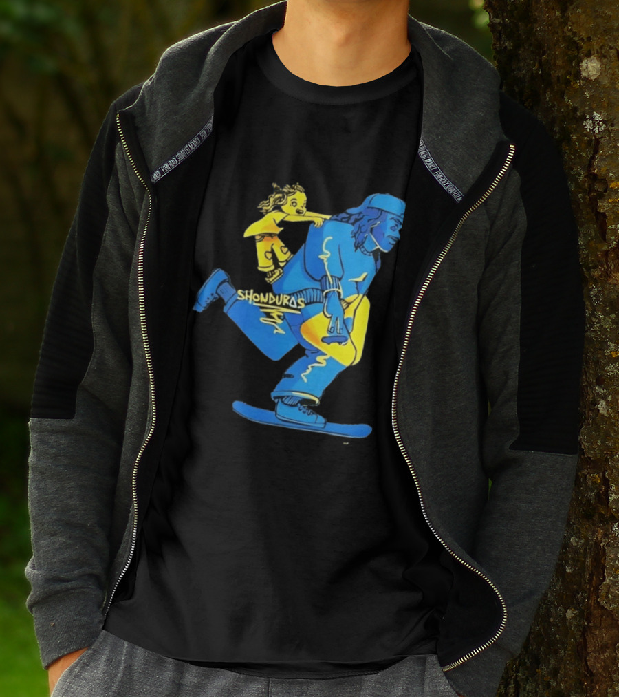 Shonduras Skateboard Skater Yellow Blue T-Shirt