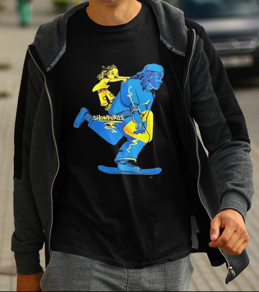 Shonduras Skateboard Skater Yellow Blue T-Shirt