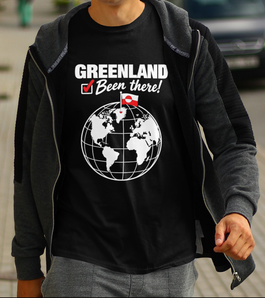 Greenland Been There Travel Map With Flag And Globe T-Shirt