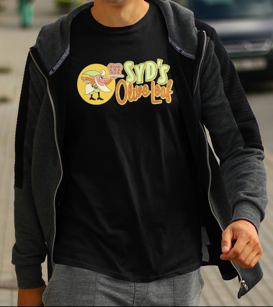 Syd's Olive Loaf Elf Holding Sandwich T-Shirt