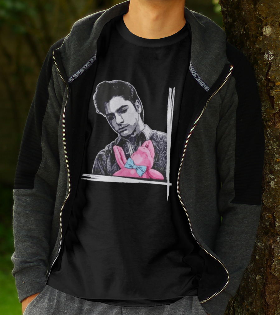 John Stamos Uncle Jesse Pink Bunny With Blue Bow Tie T-Shirt
