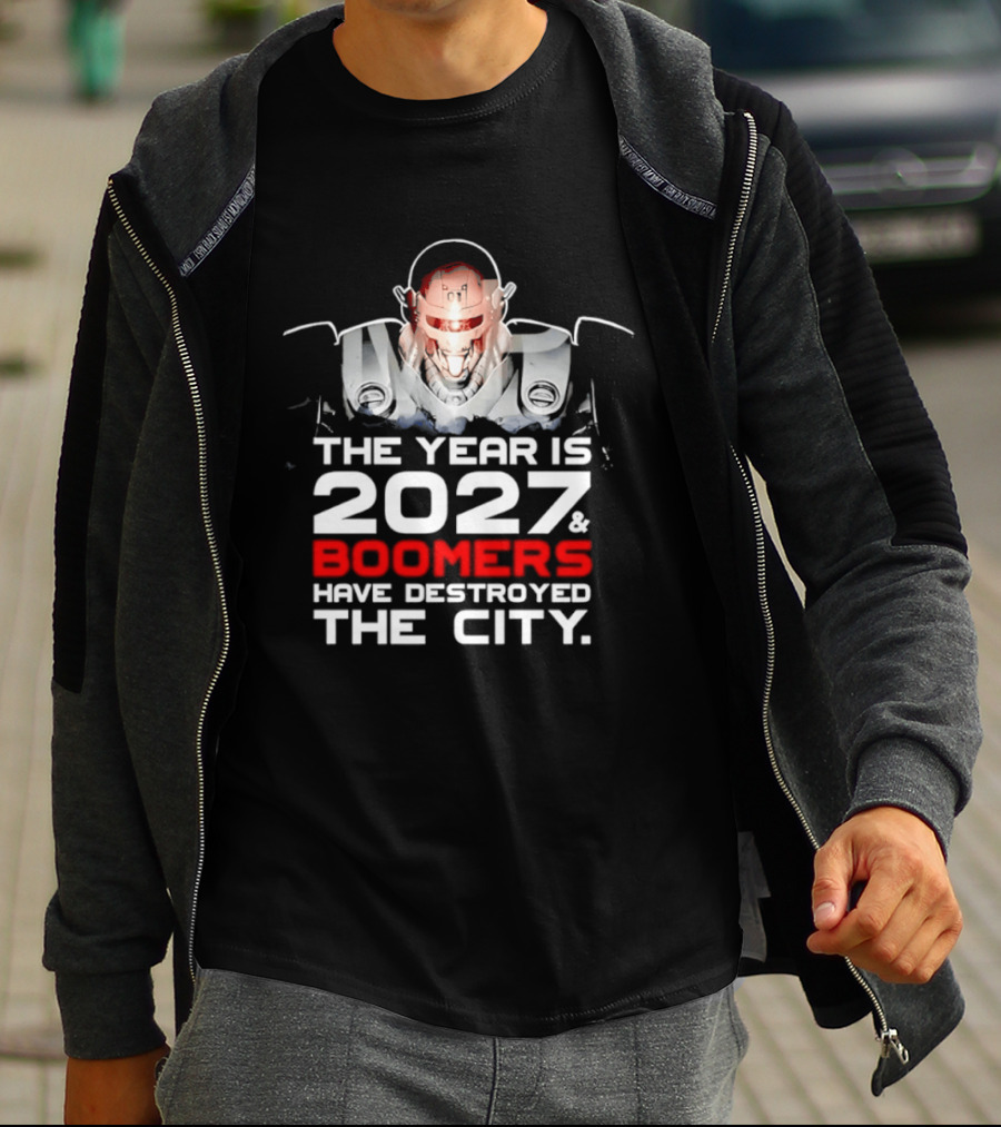 2027 Boomers Have Destroyed The City Robot T-Shirt