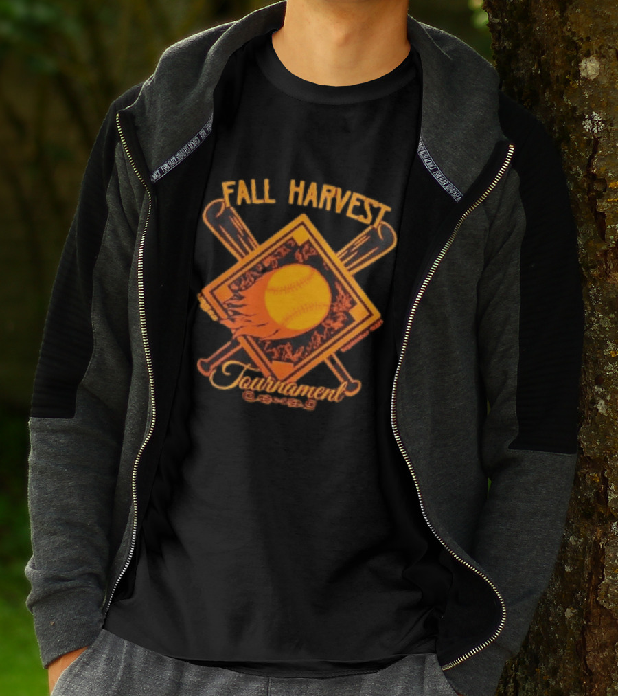 USSSA Fall Harvest Fastpitch Softball Tournament 2023 With Crossed Bats And Flaming Ball T-Shirt