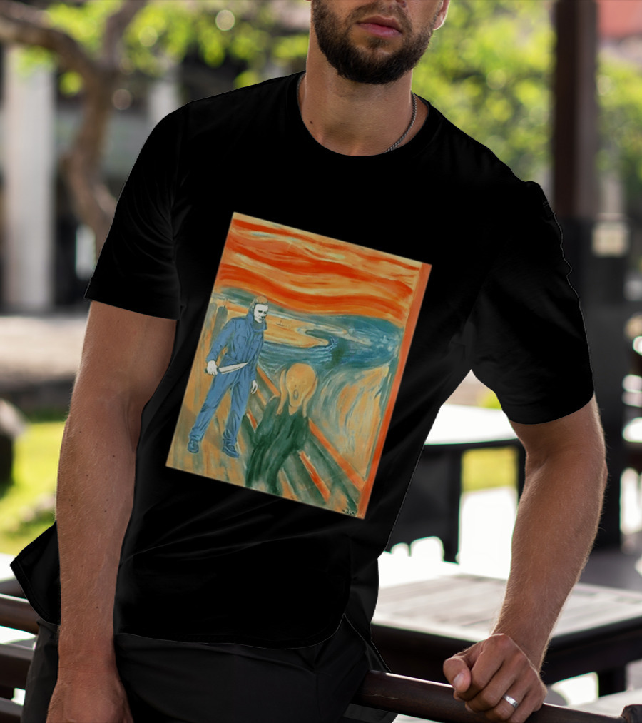 Michael Myers Meets The Scream Edvard Munch Mashup T-Shirt