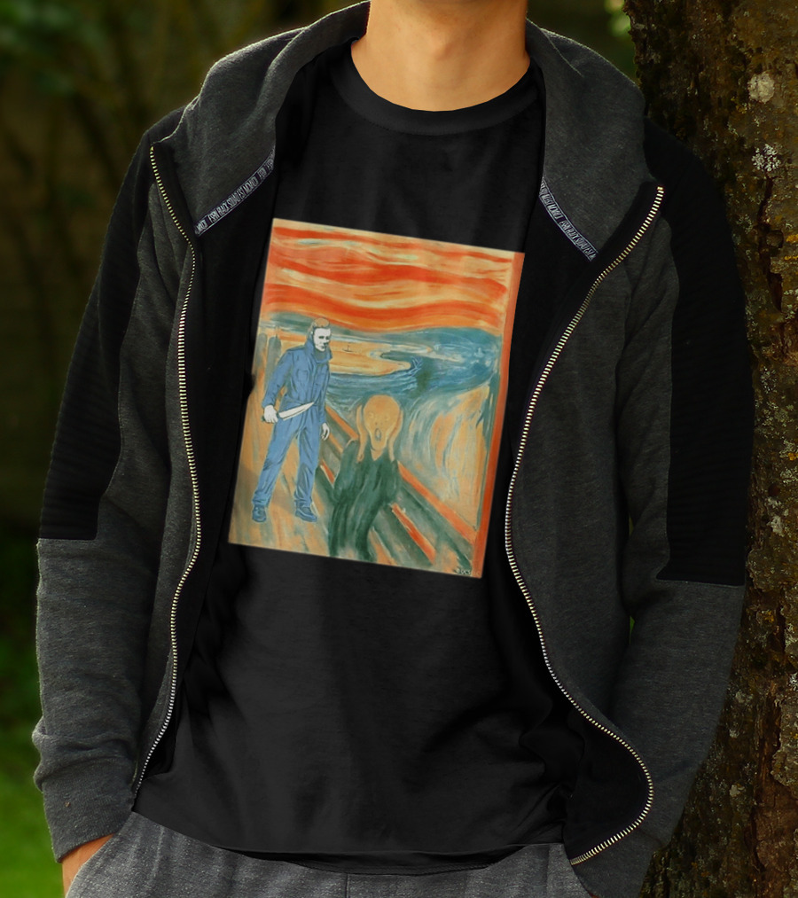 Michael Myers Meets The Scream Edvard Munch Mashup T-Shirt
