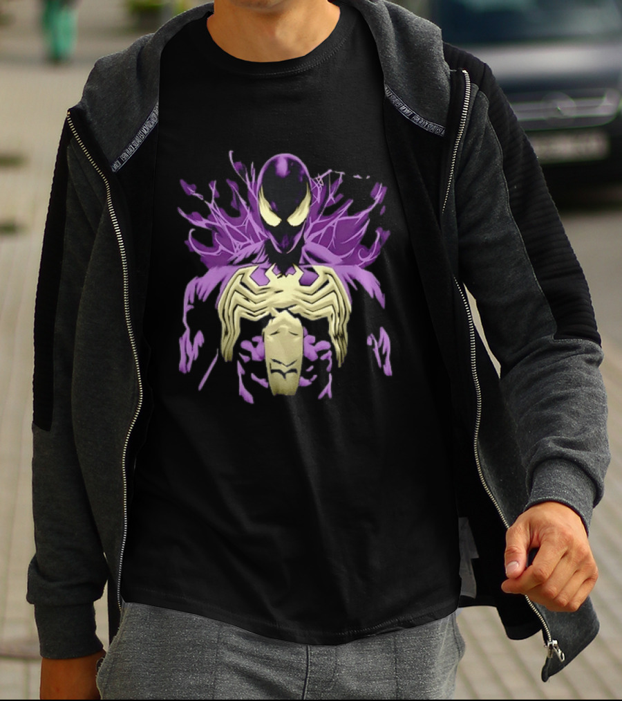 Venom Marvel Symbiote Spider Man Purple Black White T-Shirt