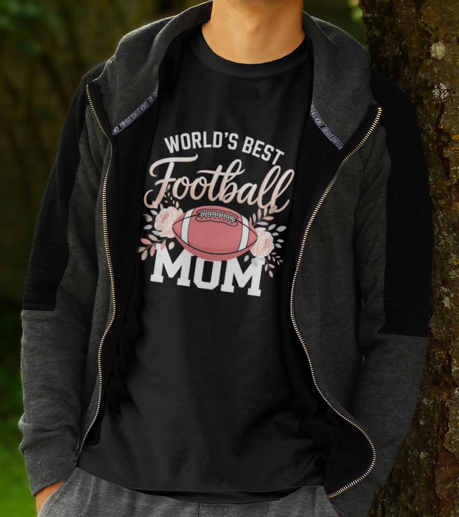 World's Best Football Mom Roses And Ball T-Shirt