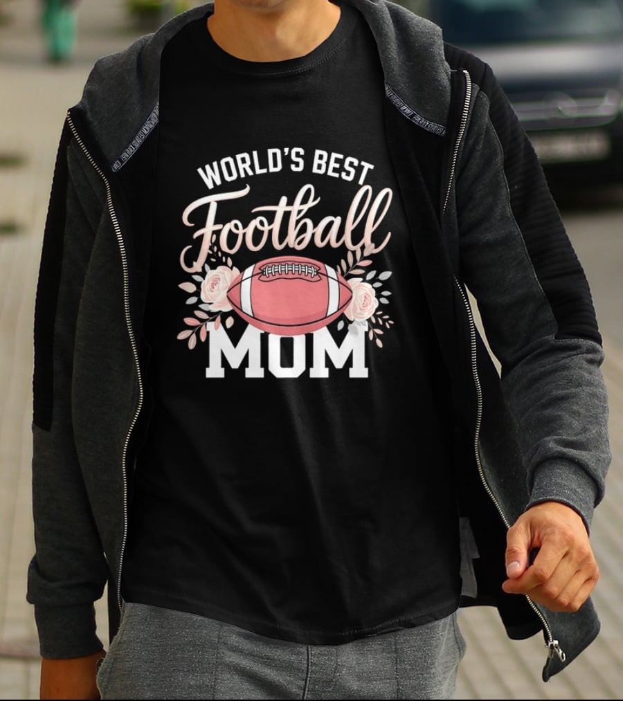 World's Best Football Mom Roses And Ball T-Shirt